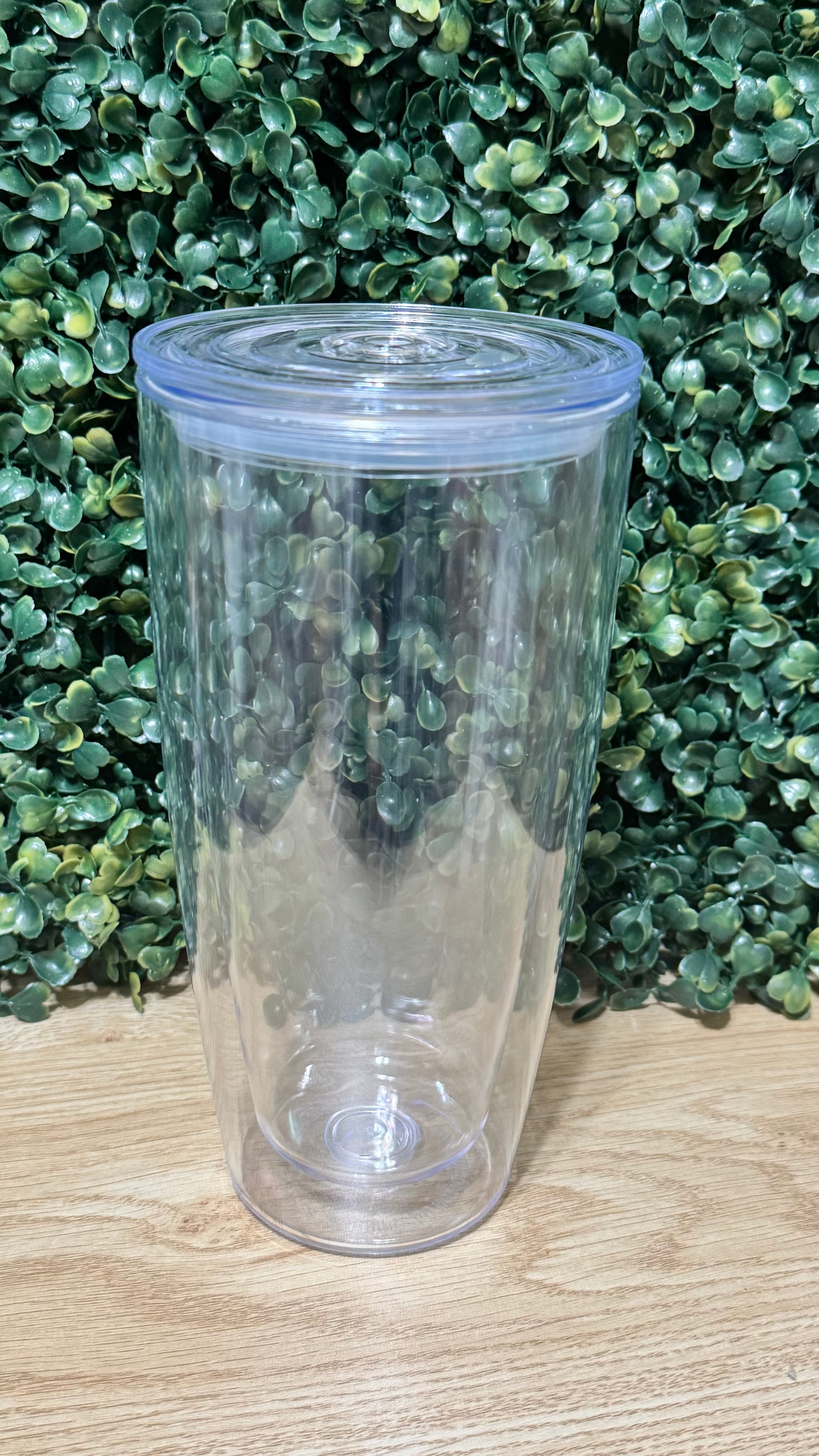 24oz Acrylic Curved Snow Globe Cup with Clear Lid